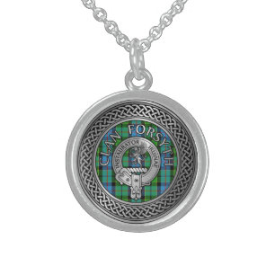 Clan Forsyth Crest & Tartan Knot Sterling Silver Necklace