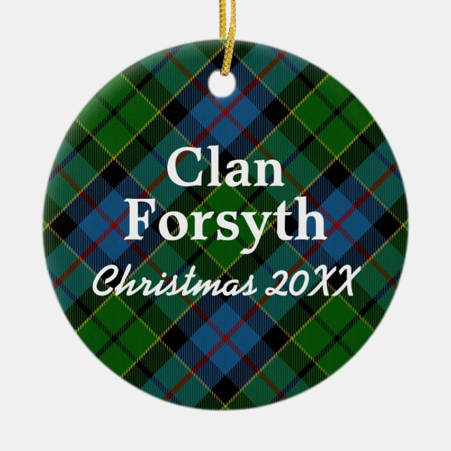 Clan Forsyth Scottish Tartan Ceramic Ornament (Front)