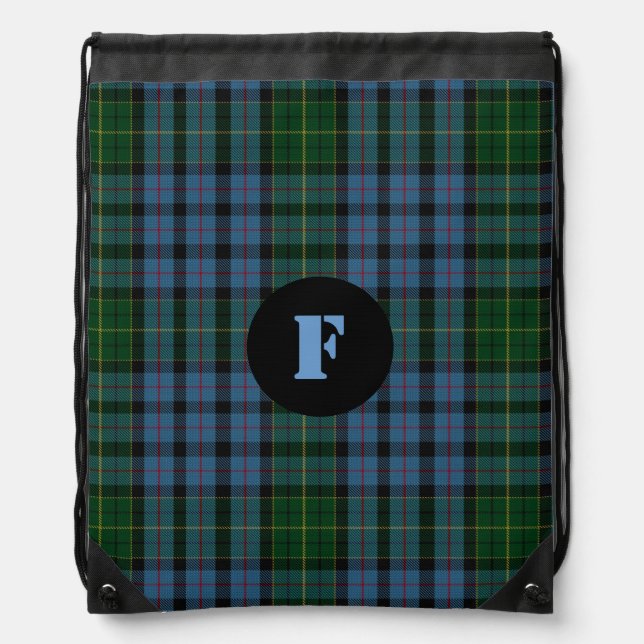 Clan Forsyth Tartan Plaid Monogram Backpack (Front)