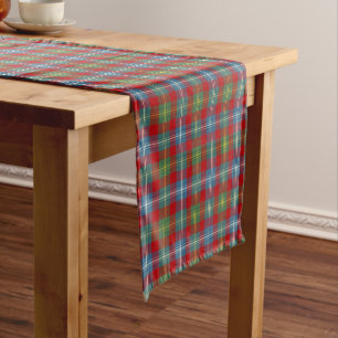 Clan Foster Light Blue and Red Scottish Tartan Short Table Runner