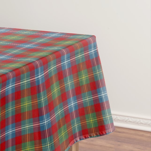 Clan Foster Light Blue and Red Scottish Tartan Tablecloth (In Situ)