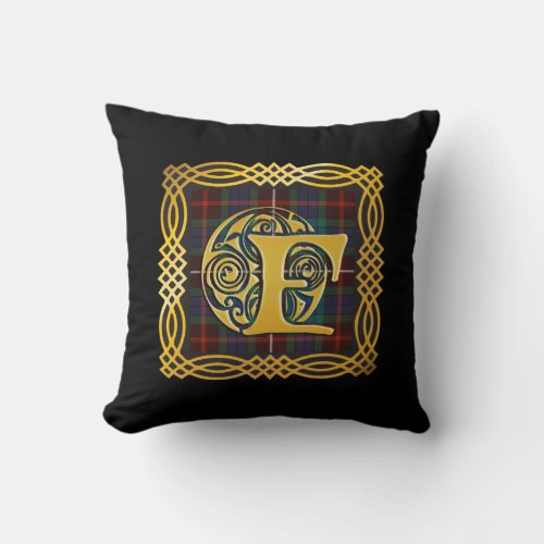 Clan Fraser Ancient Tartan F Initial Throw Pillow