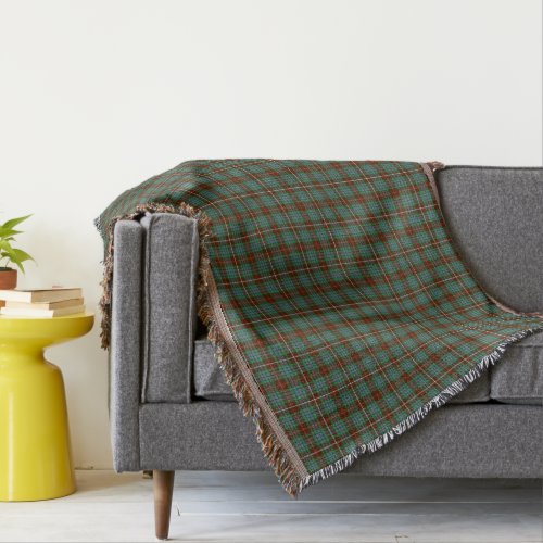 Clan Fraser Brown and Green Hunting Tartan Throw Blanket