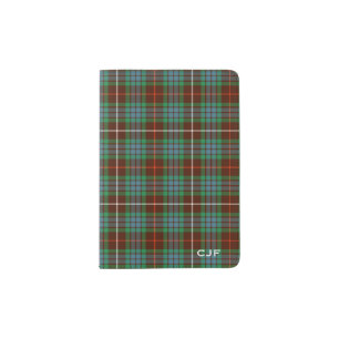 Clan Fraser Brown & Green Hunting Tartan Monogram Passport Holder