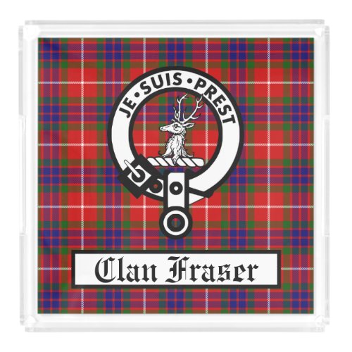 Clan Fraser Crest Badge and Tartan Acrylic Tray