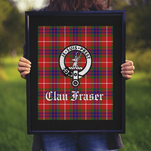 Clan Fraser Crest Badge and Tartan Art Print