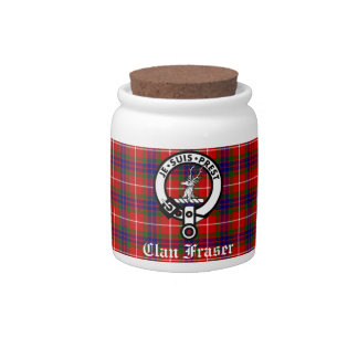 Clan Fraser Crest Badge and Tartan Candy Jar