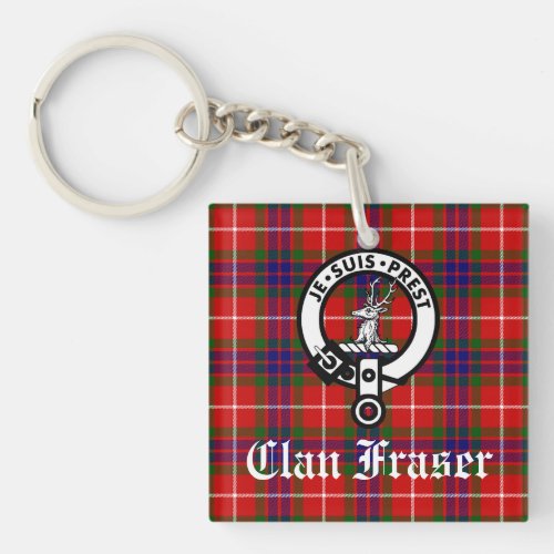 Clan Fraser Crest Badge and Tartan Keychain