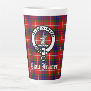 Clan Fraser Crest Badge and Tartan Latte Mug