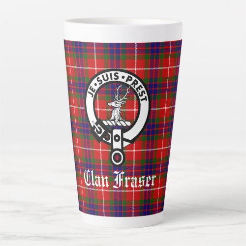 Clan Fraser Crest Badge and Tartan   Latte Mug