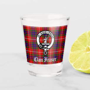Clan Fraser Crest Badge and Tartan Shot Glass