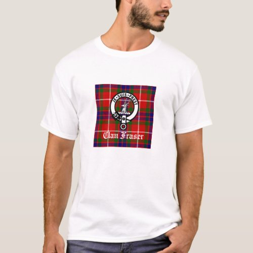 Clan Fraser Crest Badge and Tartan T_Shirt