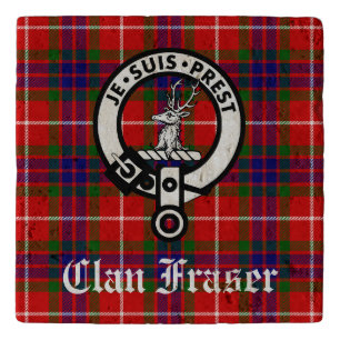 Clan Fraser Crest Badge and Tartan Trivet