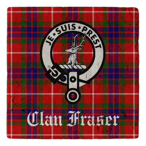 Clan Fraser Crest Badge and Tartan Trivet