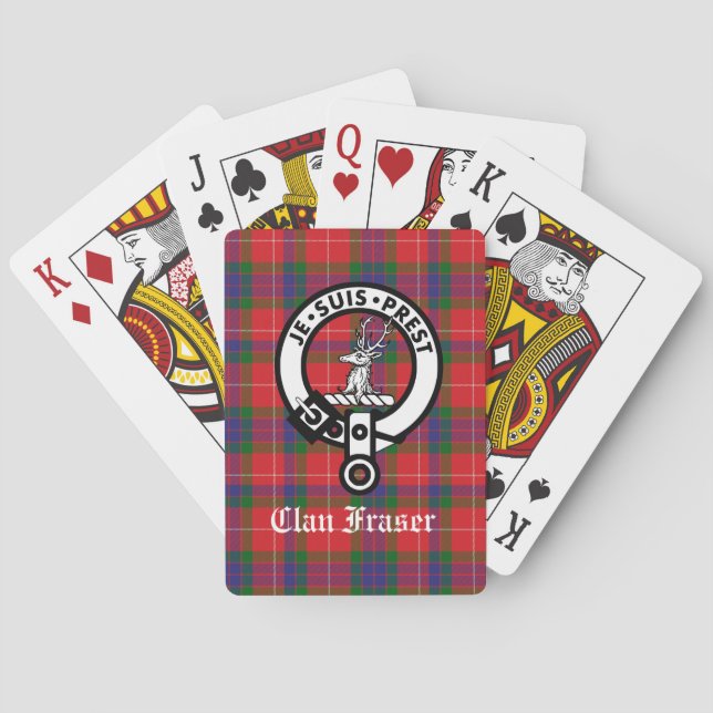 Clan Fraser Crest Badge & Tartan Custom Poker Cards (Back)