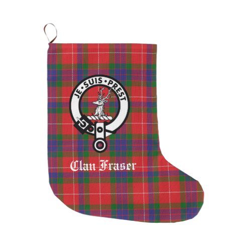 Clan Fraser Crest Badge  Tartan Customizable Large Christmas Stocking