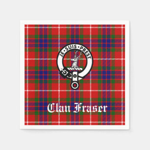 Clan Fraser Crest Badge Tartan Customizable Napkins