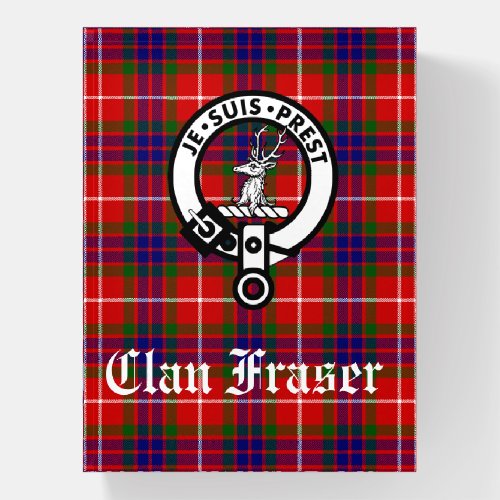 Clan Fraser Crest Badge  Tartan Customizable   Paperweight