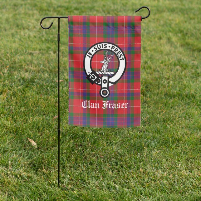Clan Fraser Crest Badge & Tartan  Garden Flag (In SItu)