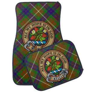 Clan Fraser Crest Car over Hunting Tartan Floor Mat
