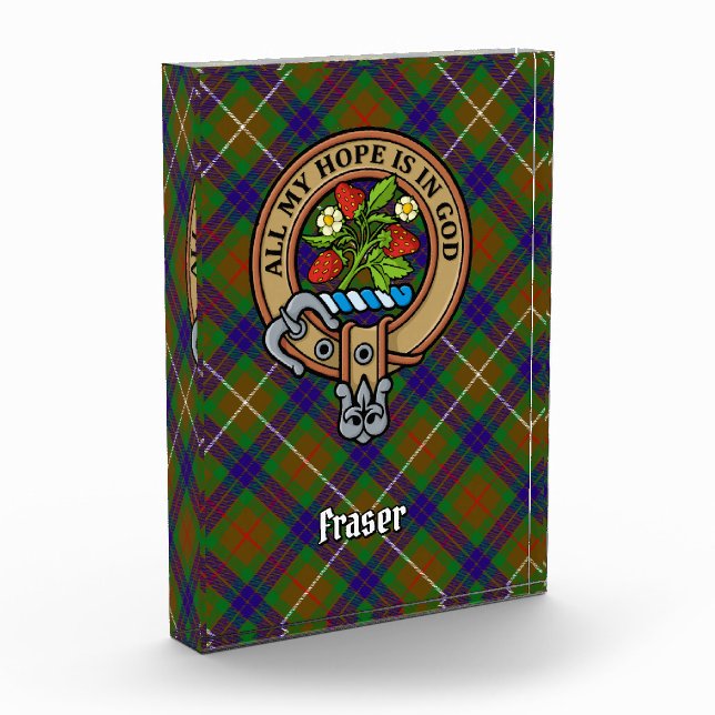 Clan Fraser Crest over Hunting Tartan Acrylic Award (Left)