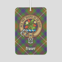 Clan Fraser Crest over Hunting Tartan Air Freshener