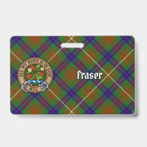 Clan Fraser Crest over Hunting Tartan Badge