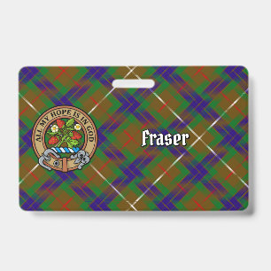 Clan Fraser Crest over Hunting Tartan Badge