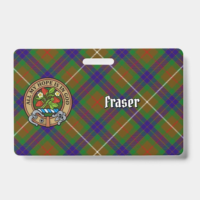 Clan Fraser Crest over Hunting Tartan Badge (Front)