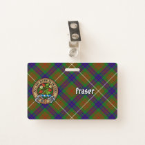 Clan Fraser Crest over Hunting Tartan Badge