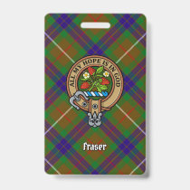Clan Fraser Crest over Hunting Tartan Badge