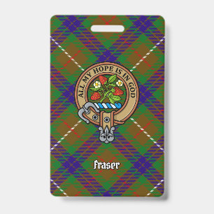 Clan Fraser Crest over Hunting Tartan Badge