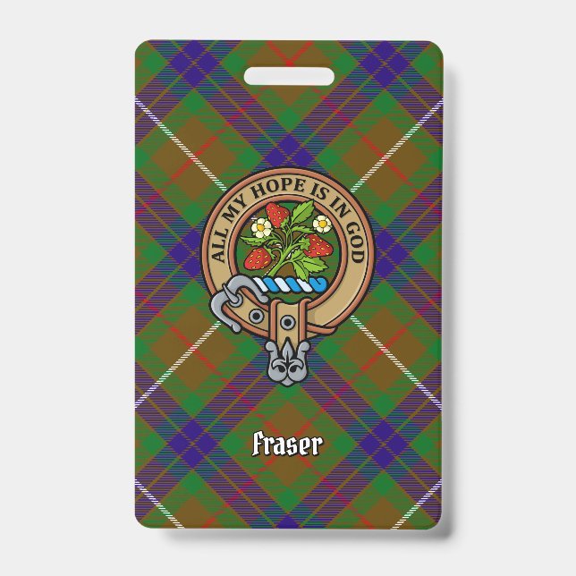 Clan Fraser Crest over Hunting Tartan Badge (Front)