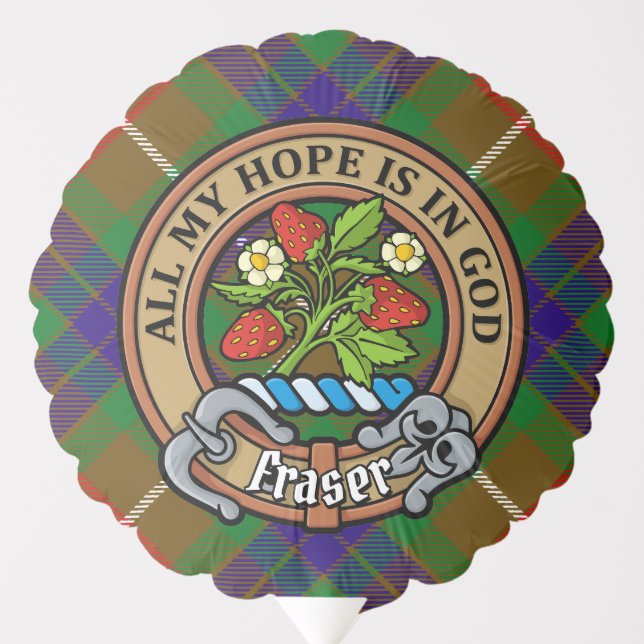 Clan Fraser Crest over Hunting Tartan Balloon (Front)