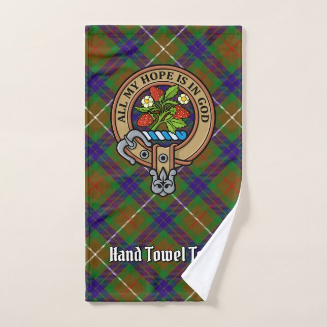 Clan Fraser Crest over Hunting Tartan Bath Towel Set (Hand Towel)