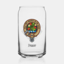 Clan Fraser Crest over Hunting Tartan Can Glass