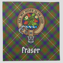 Clan Fraser Crest over Hunting Tartan Cloth Napkin