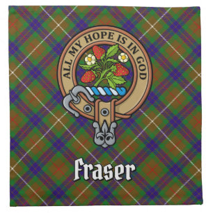 Clan Fraser Crest over Hunting Tartan Cloth Napkin