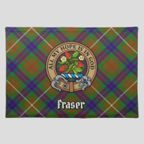 Clan Fraser Crest over Hunting Tartan Cloth Placemat