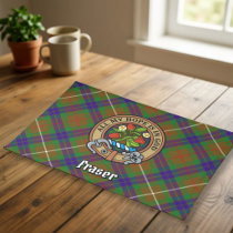 Clan Fraser Crest over Hunting Tartan Cloth Placemat