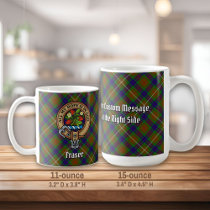 Clan Fraser Crest over Hunting Tartan Coffee Mug
