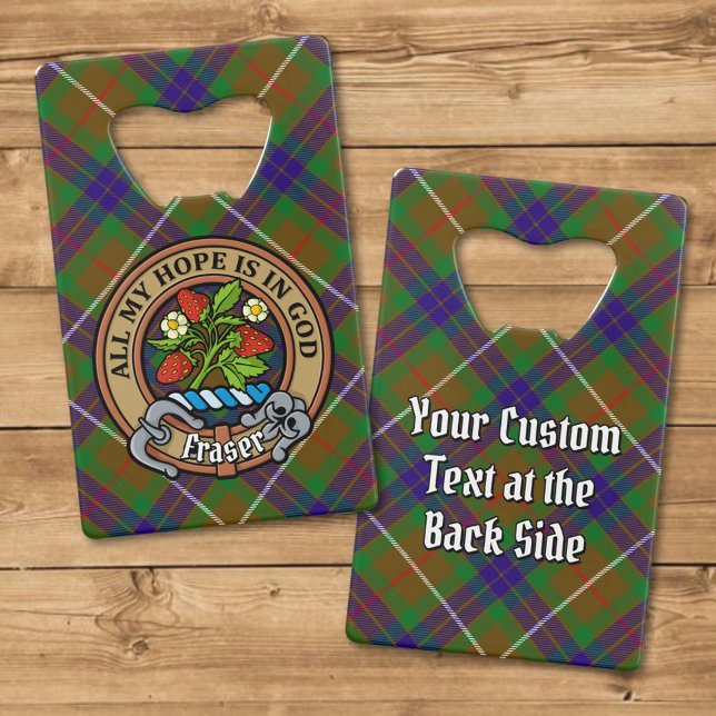Clan Fraser Crest over Hunting Tartan Credit Card Bottle Opener (Creator Uploaded)