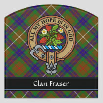 Clan Fraser Crest over Hunting Tartan Door Sign