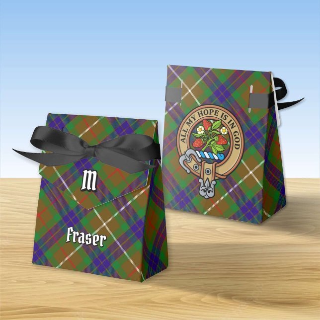 Clan Fraser Crest over Hunting Tartan Favor Box (Creator Uploaded)