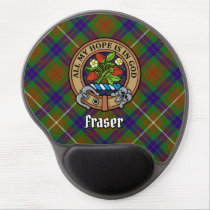Clan Fraser Crest over Hunting Tartan Gel Mouse Pad