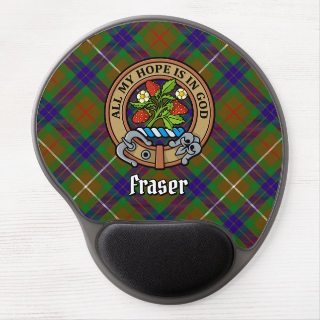 Clan Fraser Crest over Hunting Tartan Gel Mouse Pad (Front)