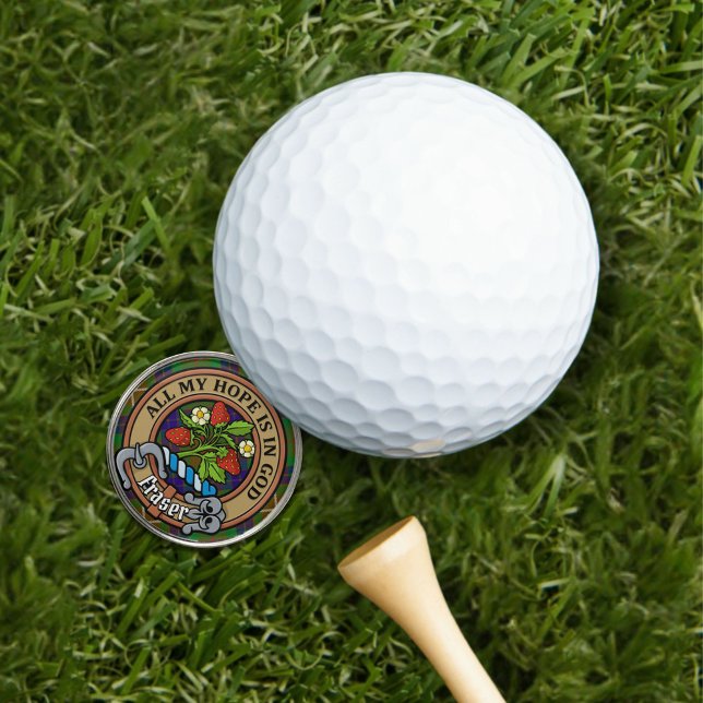 Clan Fraser Crest over Hunting Tartan Golf Ball Marker (Creator Uploaded)
