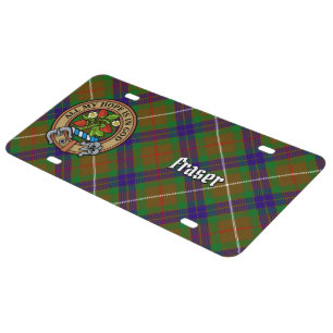 Clan Fraser Crest over Hunting Tartan License Plate