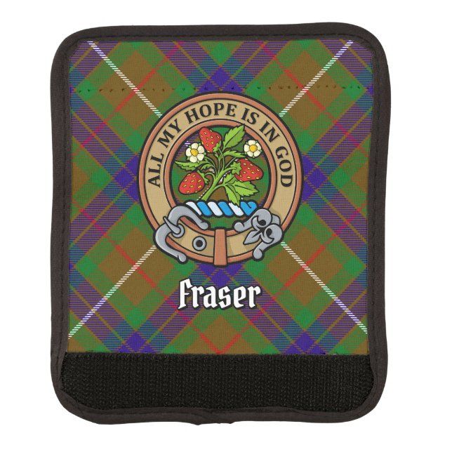 Clan Fraser Crest over Hunting Tartan Luggage Handle Wrap (Front)