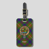 Clan Fraser Crest over Hunting Tartan Luggage Tag